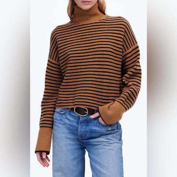 Madewell Sweaters - Madewell Striped Wool Waffle Turtleneck Sweater Size M